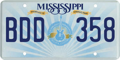MS license plate BDD358