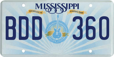 MS license plate BDD360