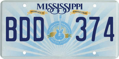 MS license plate BDD374
