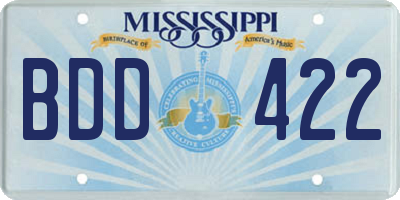 MS license plate BDD422