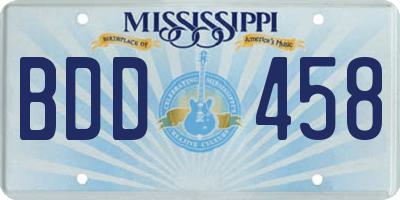 MS license plate BDD458