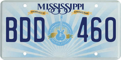 MS license plate BDD460