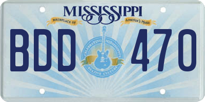 MS license plate BDD470