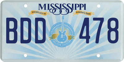 MS license plate BDD478
