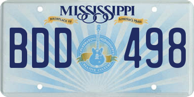 MS license plate BDD498