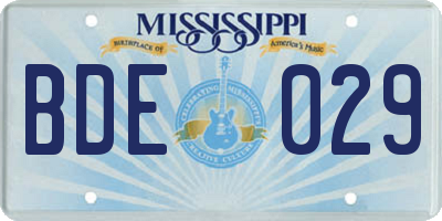 MS license plate BDE029