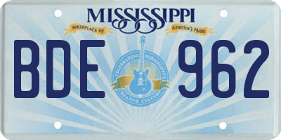 MS license plate BDE962