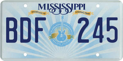 MS license plate BDF245