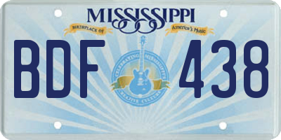 MS license plate BDF438
