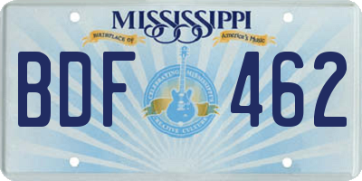 MS license plate BDF462
