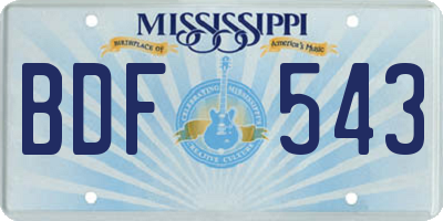 MS license plate BDF543