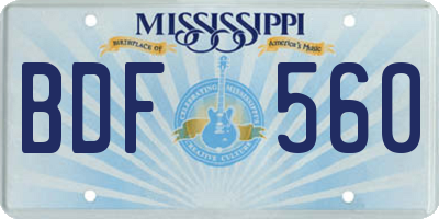 MS license plate BDF560