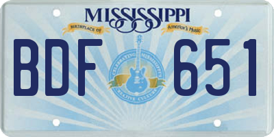 MS license plate BDF651