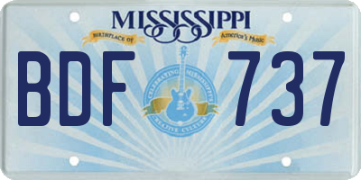 MS license plate BDF737