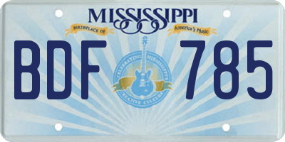 MS license plate BDF785