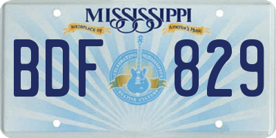 MS license plate BDF829