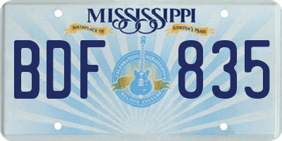 MS license plate BDF835