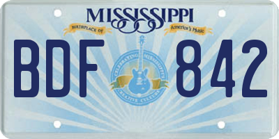 MS license plate BDF842