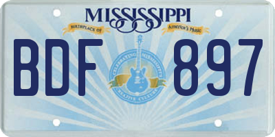 MS license plate BDF897