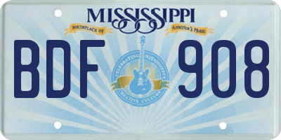 MS license plate BDF908