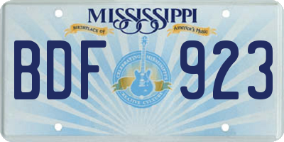 MS license plate BDF923