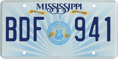 MS license plate BDF941