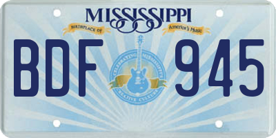MS license plate BDF945