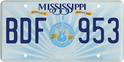 MS license plate BDF953