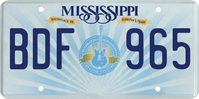 MS license plate BDF965