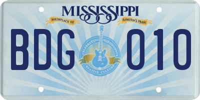 MS license plate BDG010