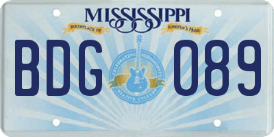 MS license plate BDG089