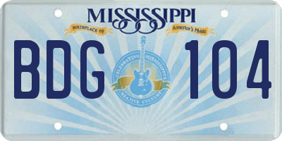 MS license plate BDG104