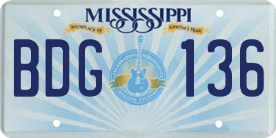 MS license plate BDG136
