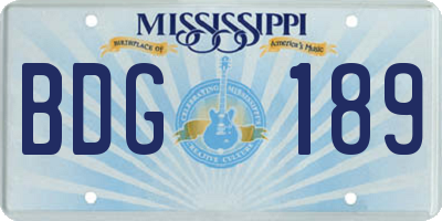MS license plate BDG189