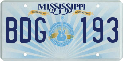 MS license plate BDG193