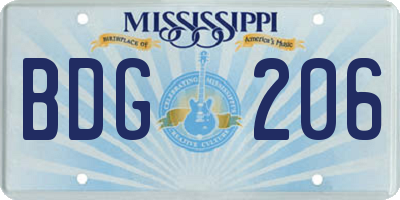 MS license plate BDG206