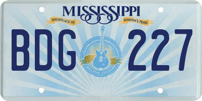 MS license plate BDG227