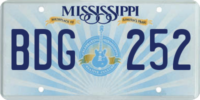 MS license plate BDG252