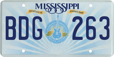 MS license plate BDG263
