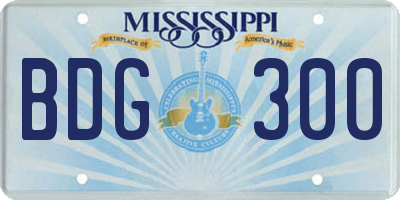 MS license plate BDG300