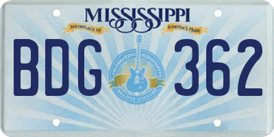 MS license plate BDG362