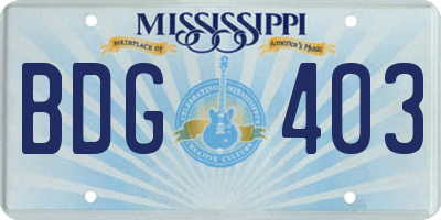 MS license plate BDG403