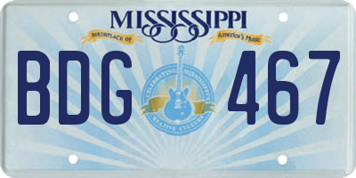 MS license plate BDG467