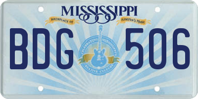 MS license plate BDG506