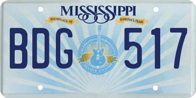 MS license plate BDG517