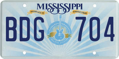 MS license plate BDG704