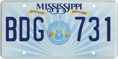 MS license plate BDG731