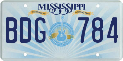 MS license plate BDG784