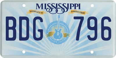 MS license plate BDG796