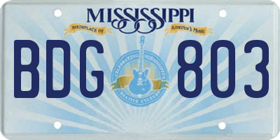 MS license plate BDG803
